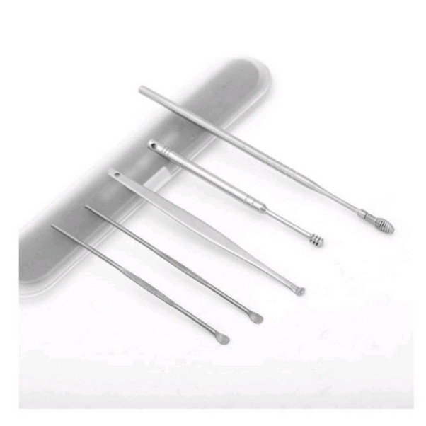 A250 ALAT PEMBERSIH TELINGA EAR WAX (isi 5) conge korek kuping kotoran stainless cleaner satu set anti karat besi pick silver murah perawatan diri kesehatan wajah tubuh badan