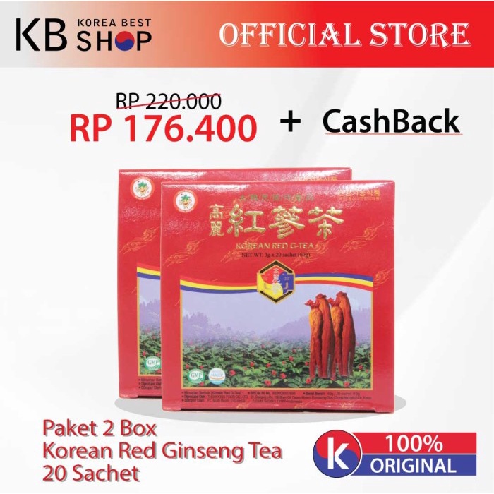 

PAKET 2 BOX KOREAN RED GINSENG TEA 20 SACHET