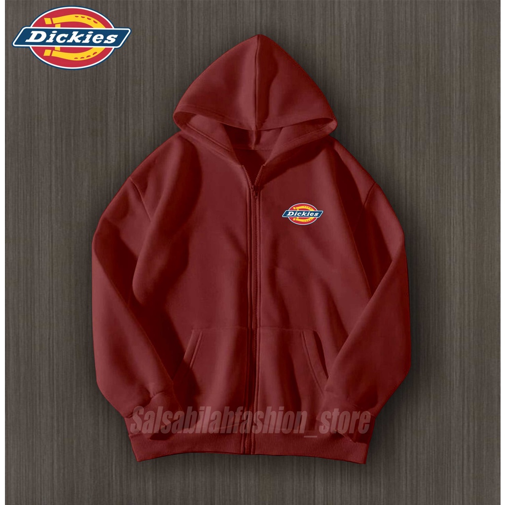L,XL,XXL Jaket zipper hoodie DICKIES hitam