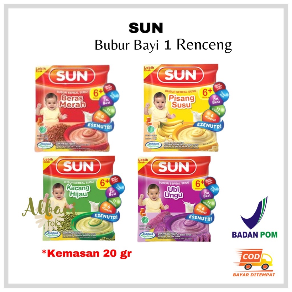 SUN Bubur Bayi Kemasan 20 gr - Bubur Bayi Sun 6M - Bubur Bayi 1 Renceng - TERMURAH