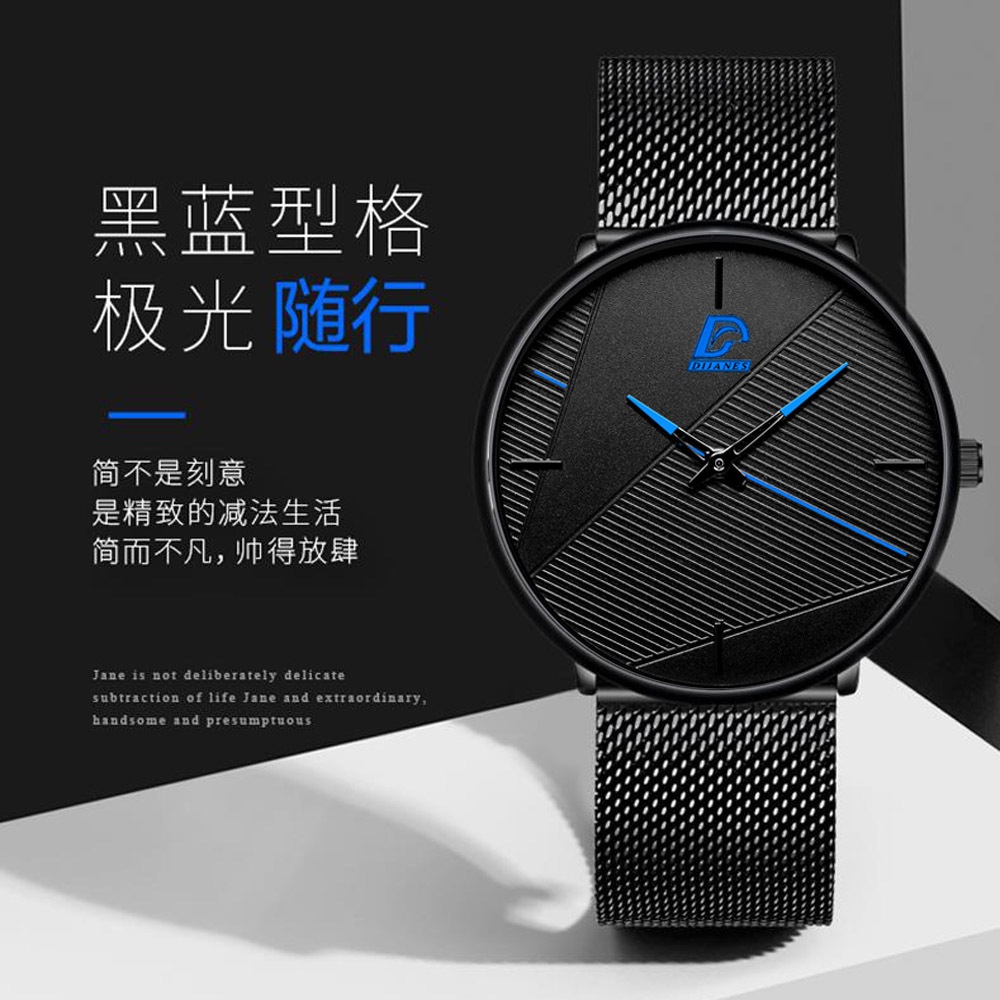 Jam Tangan Pria Original DIJANES Anti Air Strap Pasir Terbaru Besi Stainless Steel Minimalist Keren Jam Tangan Pria Sabuk Analog Fashion