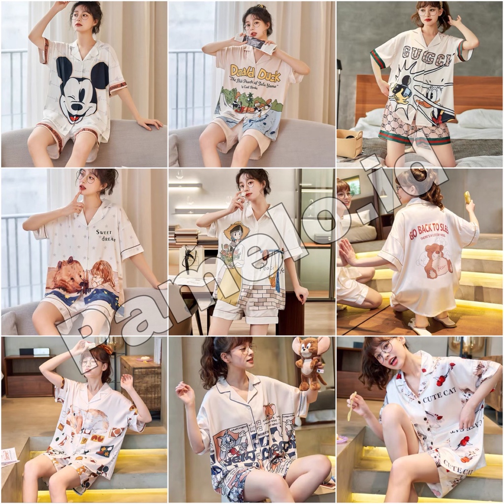 Pamelo Piyama Import HP Satin / Fashion wanita / Baju tidur import Saten / Piyama Satin Import / Piyama Lingerie