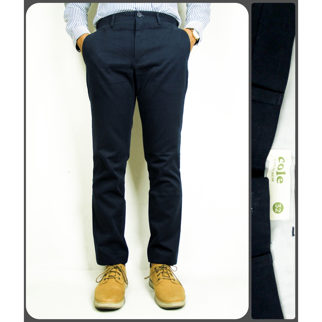 Celana Chino Panjang Pria COLE Doff Navy Slimfit Bahan Non Stretch - Navy (L)  | 100% Original Brand