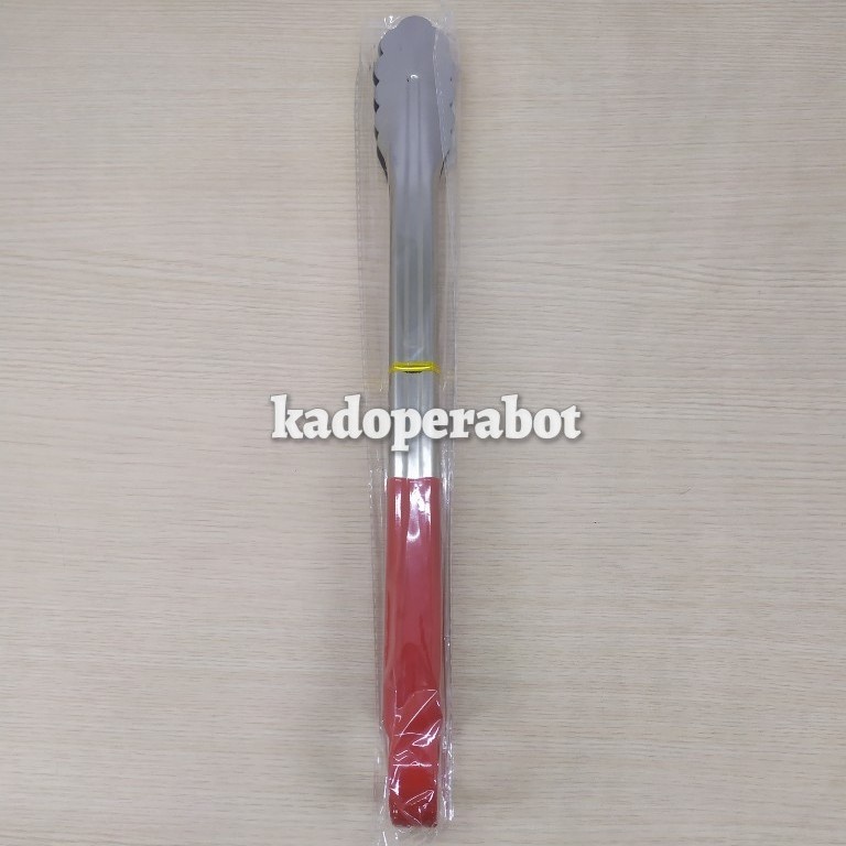 Capitan Gorengan - Capitan Makanan - Capitan Stainless Food Clip Gagang Merah Pita 35cm - Capitan side dish