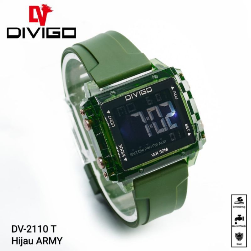 (Terima Cod)Jam Tangan Wanita/Pria Divigo Traspadan Digital Anti Air/Water Resist Strap Rubber/Karet