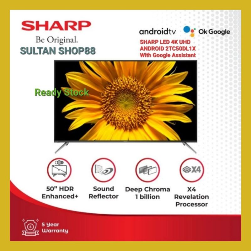 SHARP LED 4K UHD ANDROID 2TC50DL1X 50 INCH DIGITAL TV 2TC50DL1 UHD ANDROID