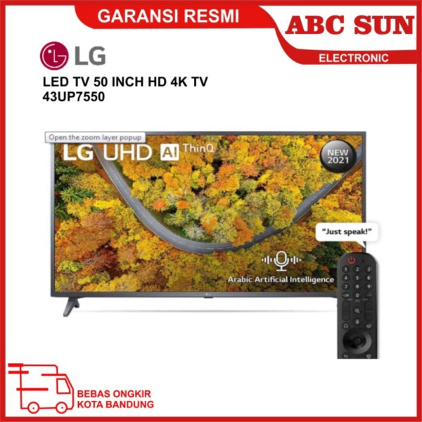 LG 43UP7550 TV 43 Inch UP75 Series 4K Active HDR Smart AI ThinQ Diskon
