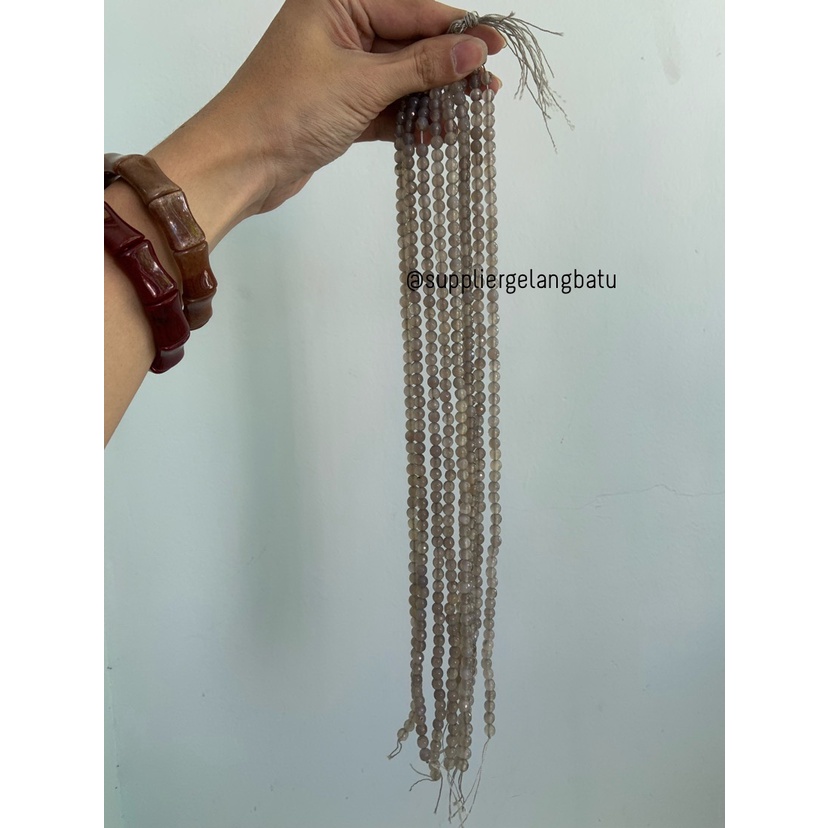 Batu GREY QUARTZ 6mm CUTTING natural bahan gelang kalung abu kuarsa