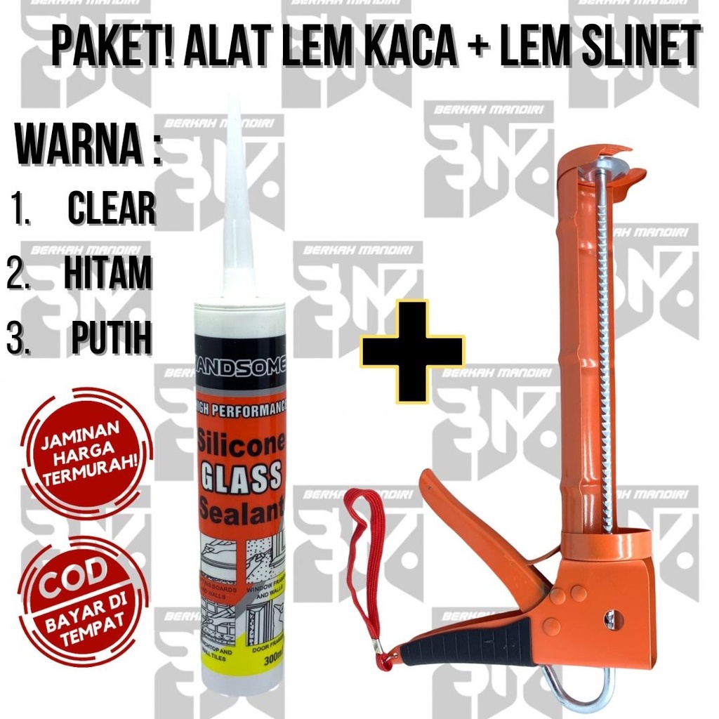 PAKET!! Alat Tembak Lem Kaca Botol + Lem Handsome 300ML Sealant Silicone Silicon/Silicone Gun Aquarium