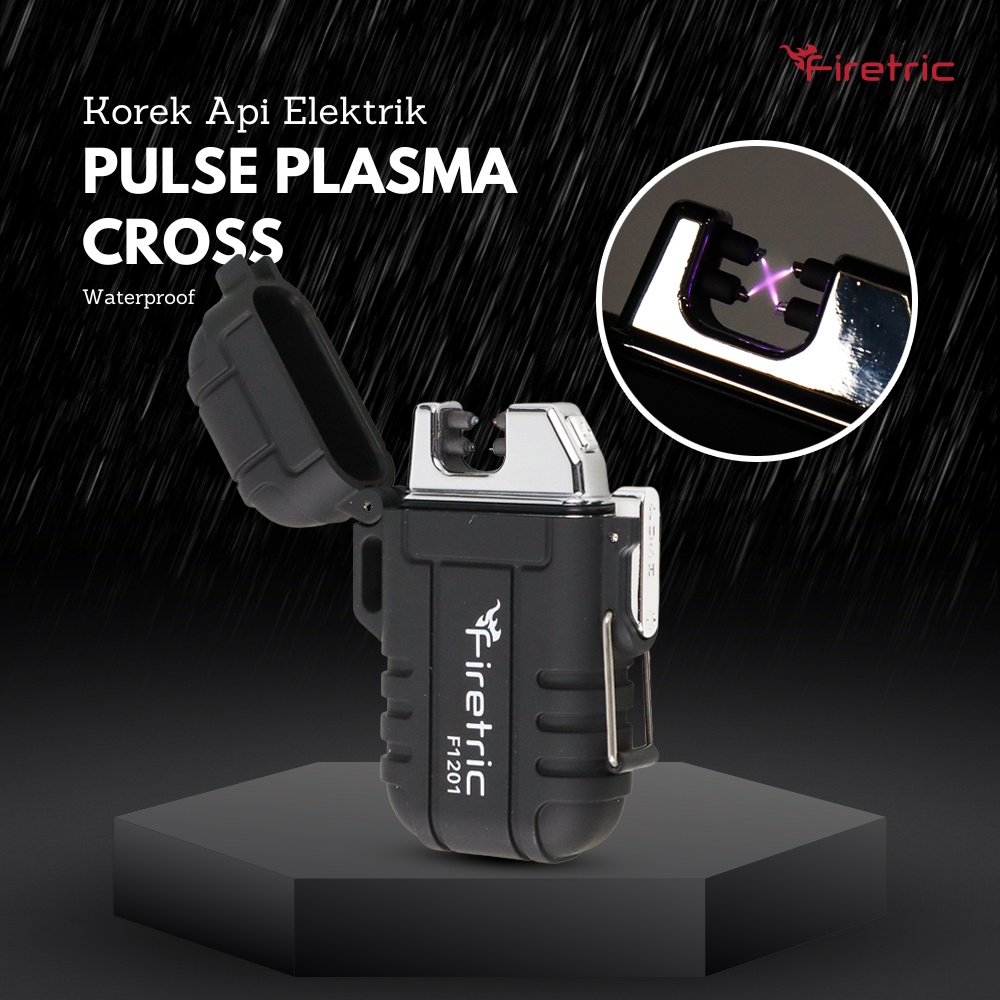 Explorer Korek Api Elektrik Pulse Plasma Cross Arc Lighter Waterproof - F1201 - OMHX9GBK Black