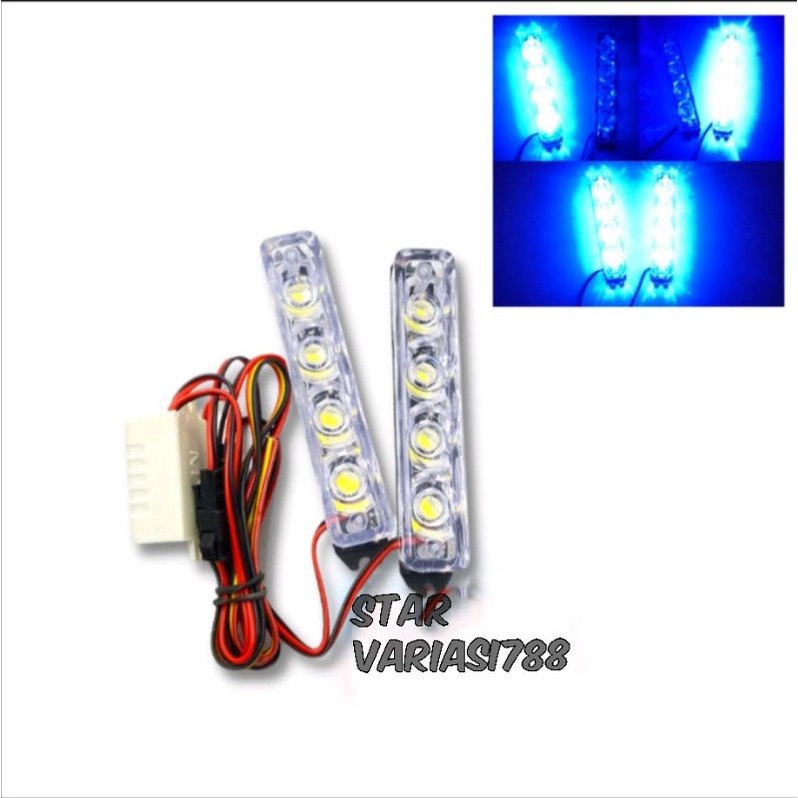 Lampu LED BESTR BRIGHTNESS LED Opposite flash light kedip Blitz led 2 mode 4 5 6 mata blue universal motor