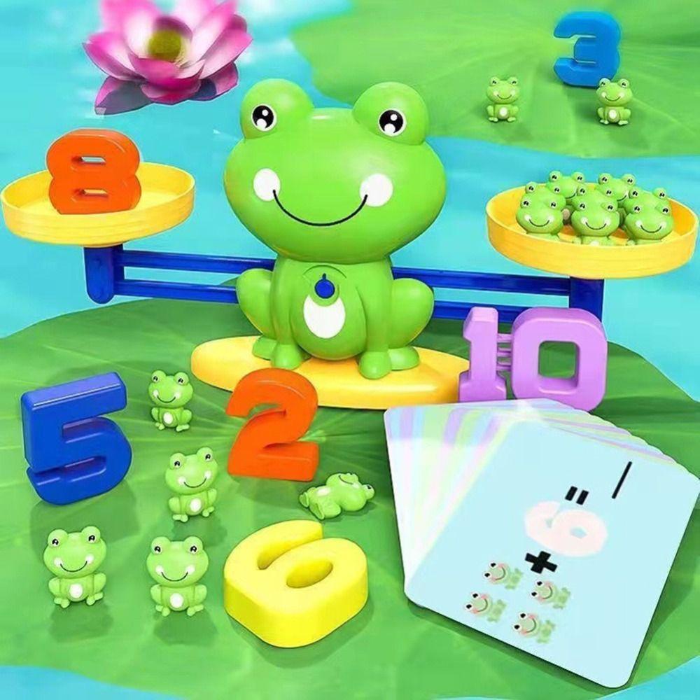 REBUY Rebuy Frog Balance Scale Mainan Anak Kreatif Permainan Keseimbangan Mainan Pelatihan Preschool Mainan Berhitung Mainan Tuas Prinsip Timbangan Keseimbangan Timbangan Digital Balance Scale