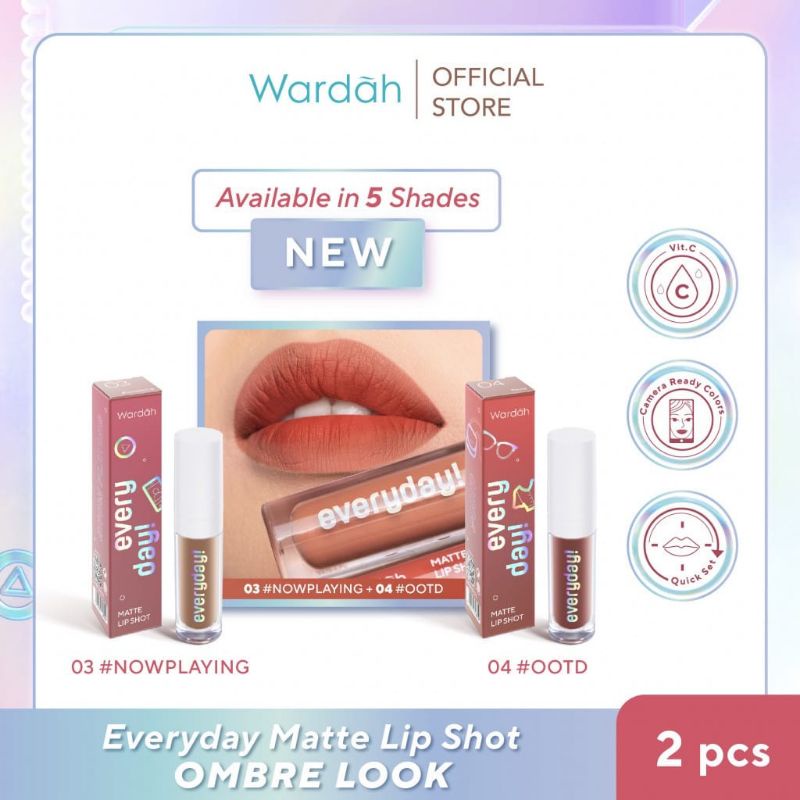 WARDAH Everyday! Matte Lip Shot Paket Ombre Free Creamy Foam