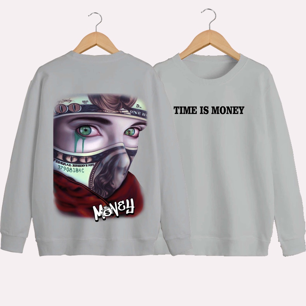 SWEATER UNISEX DB TIME IS MONEY PRIA DAN WANITA SWEATER JUMBO