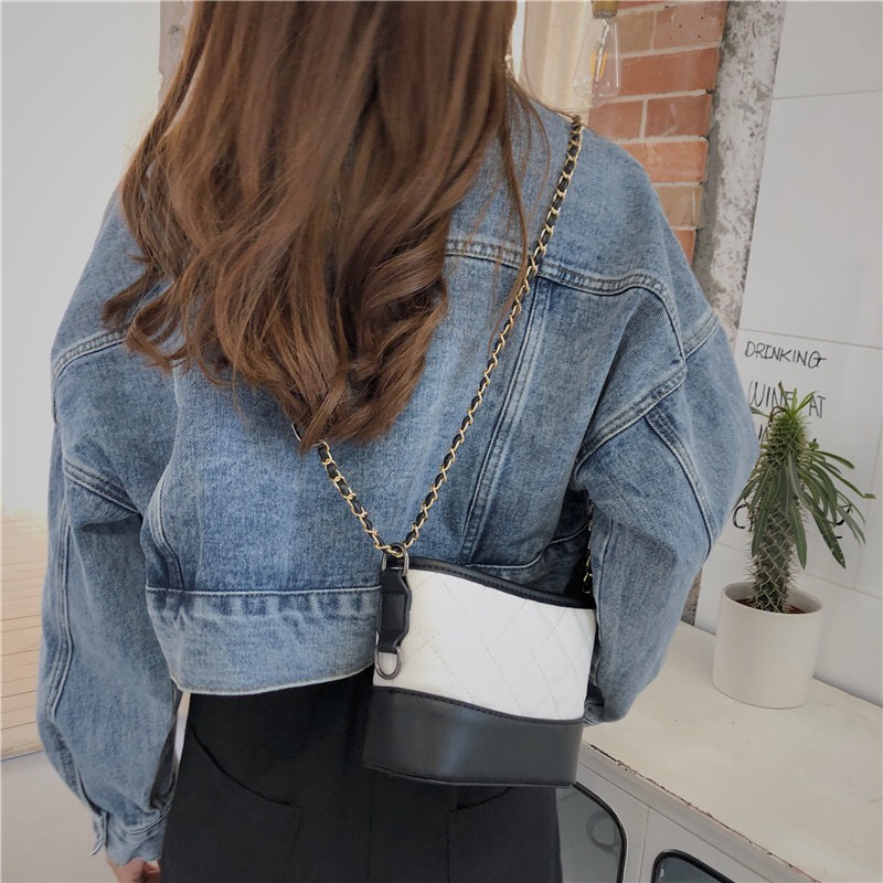 Tas Selempang Mini Wanita Gabrielle Slingbag Black Import Shoulderbag Hitam Putih Tali Rantai Mewah Murah Kasual Impor Batam