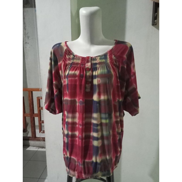 Tanpa Label Blouse Kaos Wanita Triset Ori Tie Dye Size M Dan S