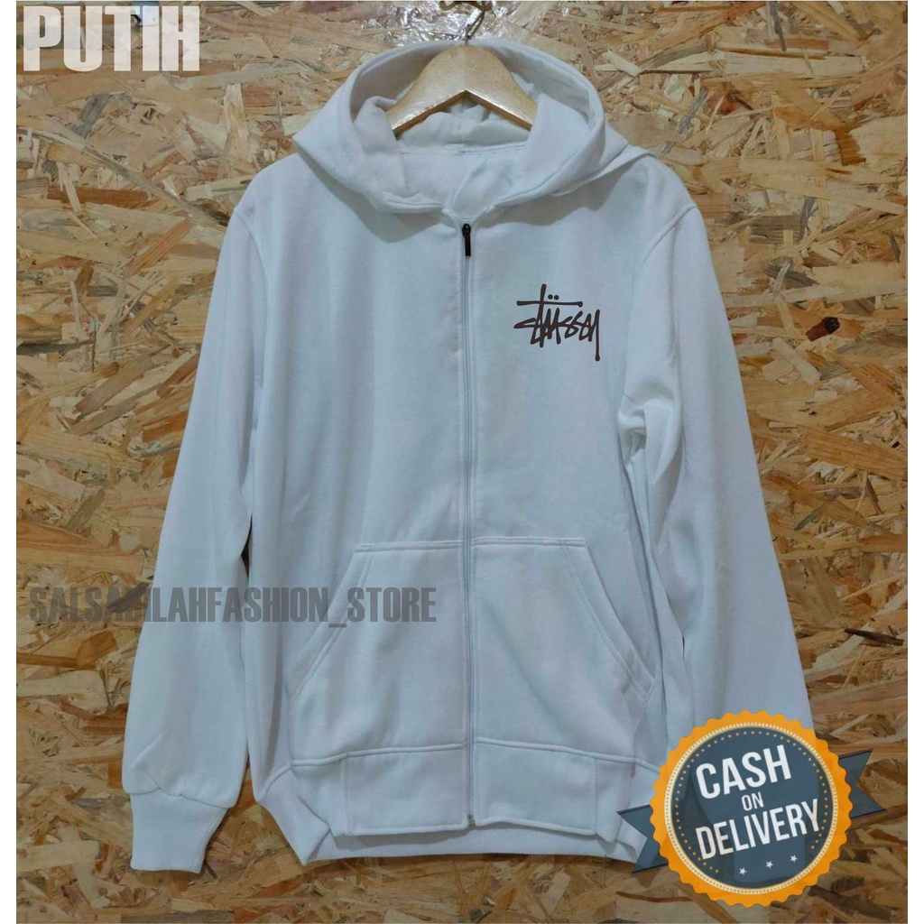 L,XL,XXL Jaket zipper hoodie stusy hitam varian warna terbaru