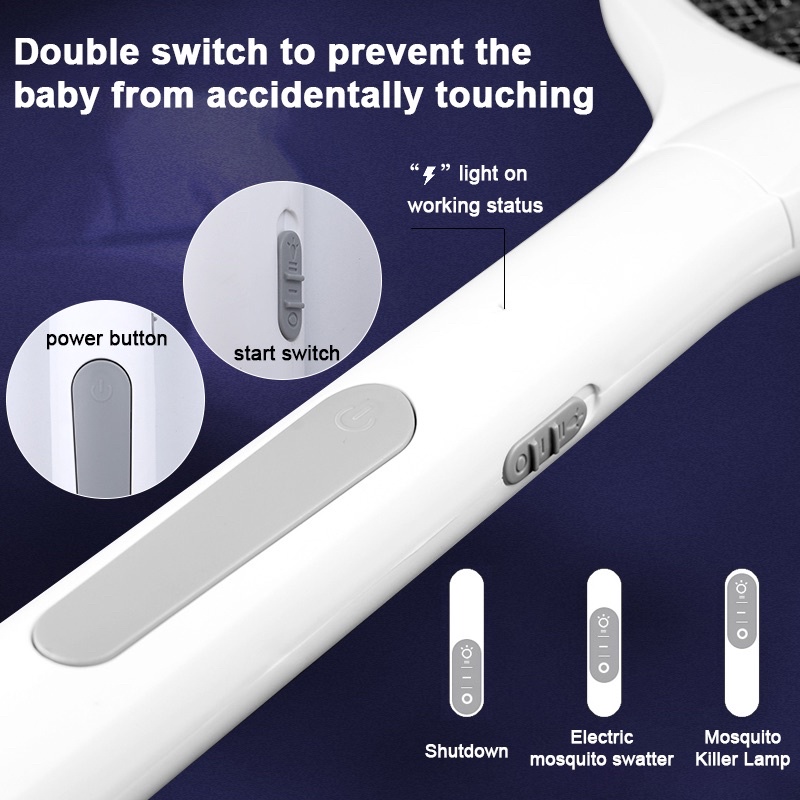 Mosquito Swatter 2 in 1 Lampu LED Raket Nyamuk dan Perangkap Nyamuk | Mosquito Catcher LED import