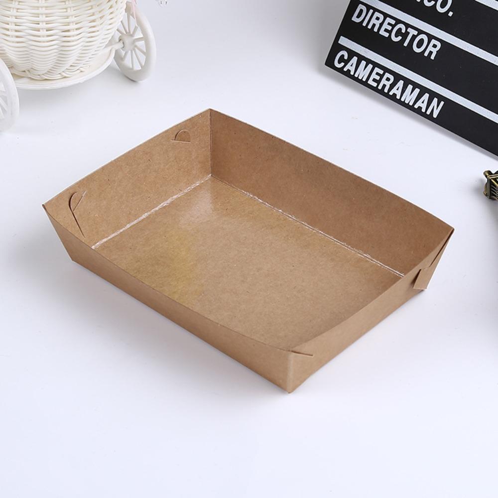 Solighter 10PCS Boat Shaped Berguna Untuk Makanan Snack Kraft Paper Food Tray