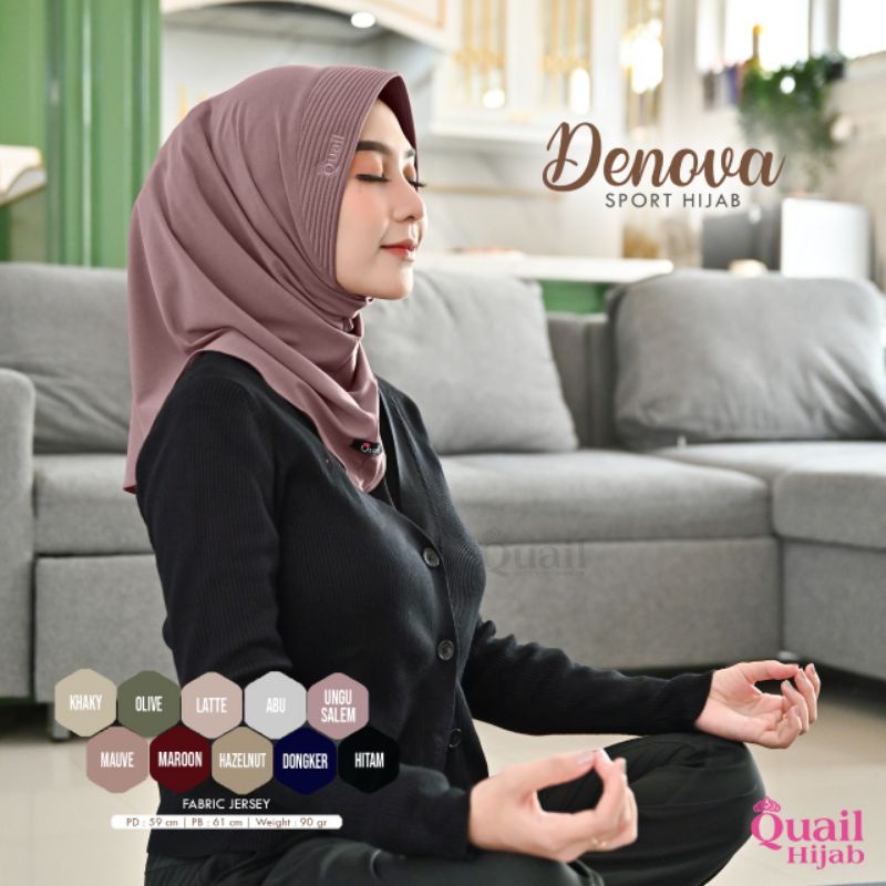 DENOVA QUAIL HIJAB DAILY HIJAB SPORT JILBAB SPORT PREMIUM ORIGINAL