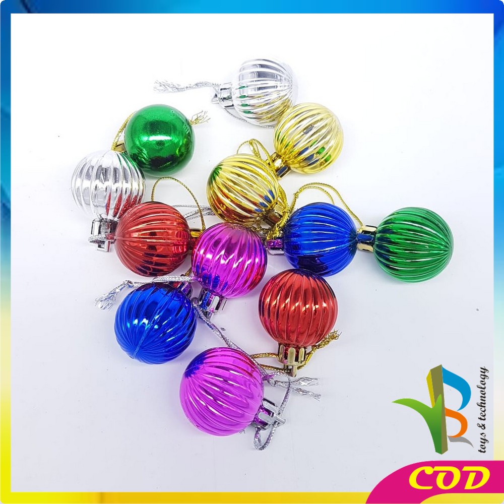 RB-C38 Gantungan Bola Kilap 6PCS / 12PCS Aksesoris Hiasan Pohon Natal Ornamen Dekorasi Rumah MURAH