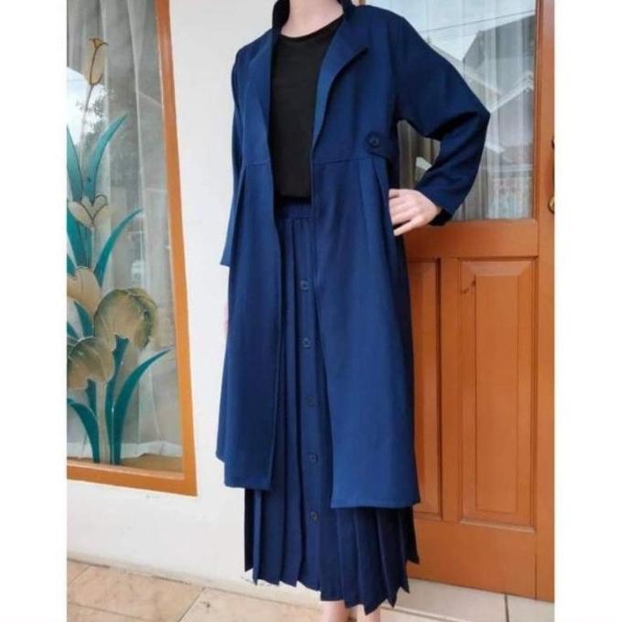 One Set Plisket Blazer Wanita // Setrok Plisket Blazzer Premium Storaadina