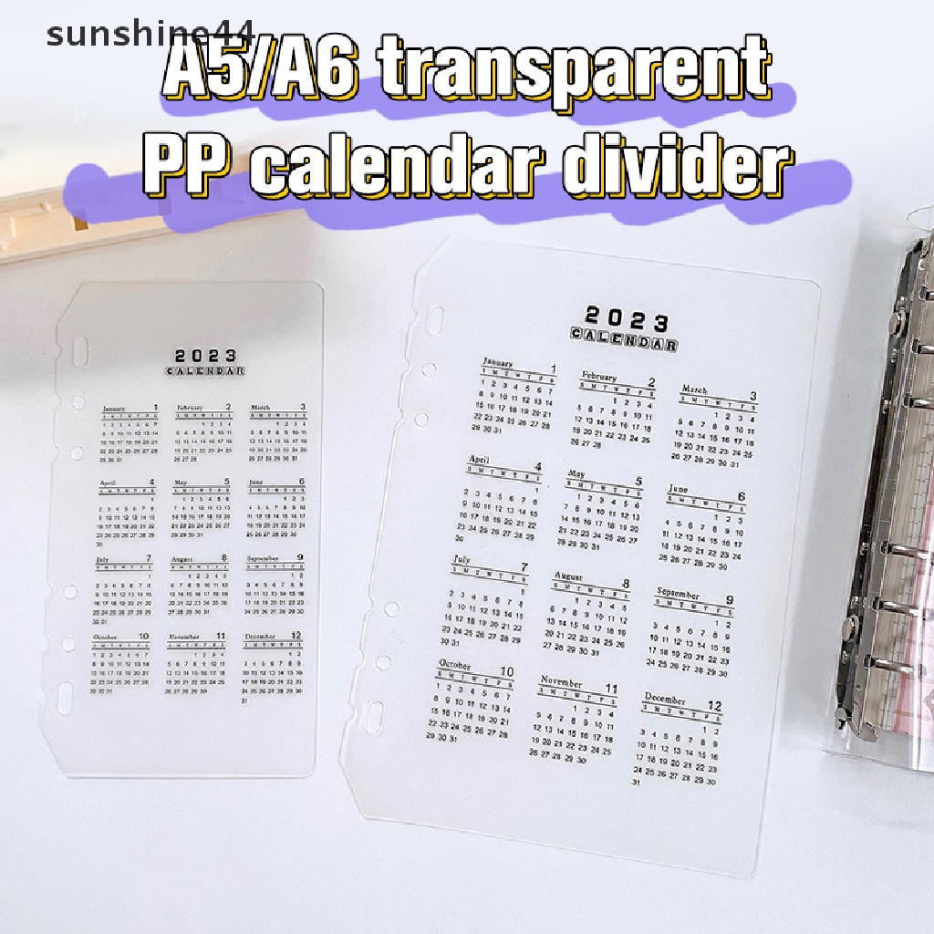 Sunshine 2023 Kalender PP A5 A6 Dengan Klip Binder Loose Leaf