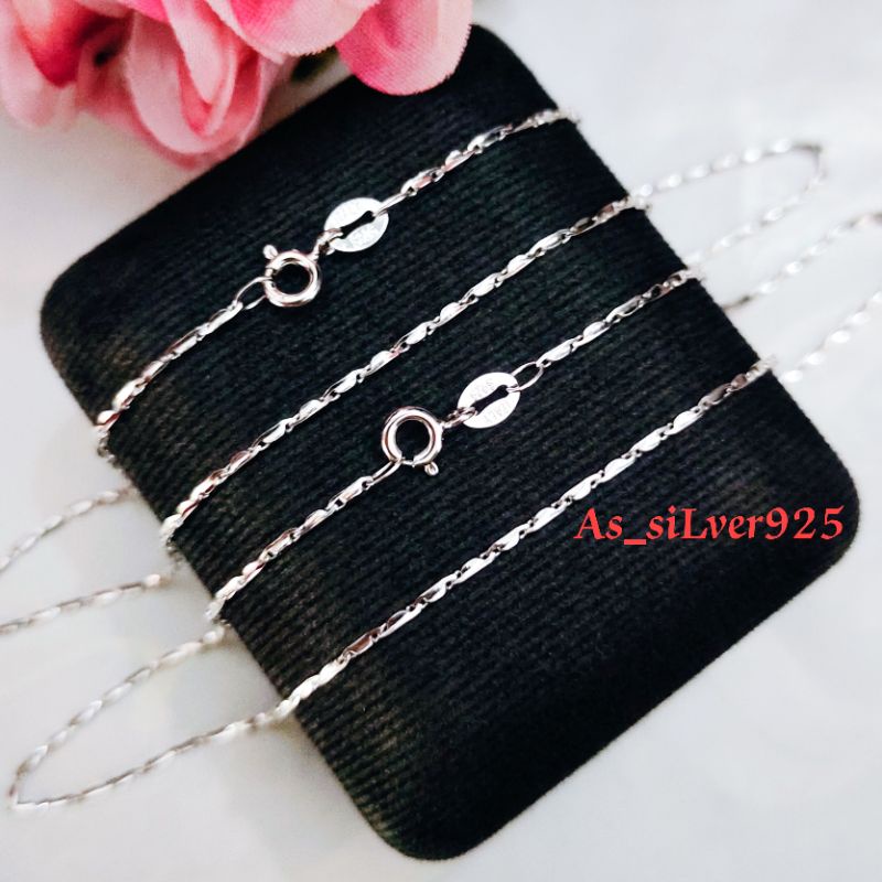 KALUNG PERAK ANAK 35CM RANTAI PADI ASLI SILVER 925 LAPIS MAS PUTIH -KL KIDS LAKI PEREMPUAN