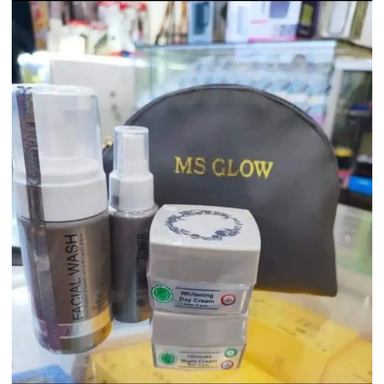 PAKET MS GLOW Whitening Series Skincare wanita no 1 paket glowing lengkap asli BPOM ORIGINAL mengatasi kulit KUSAM DAN FLEK HITAM free kapas kecantikan