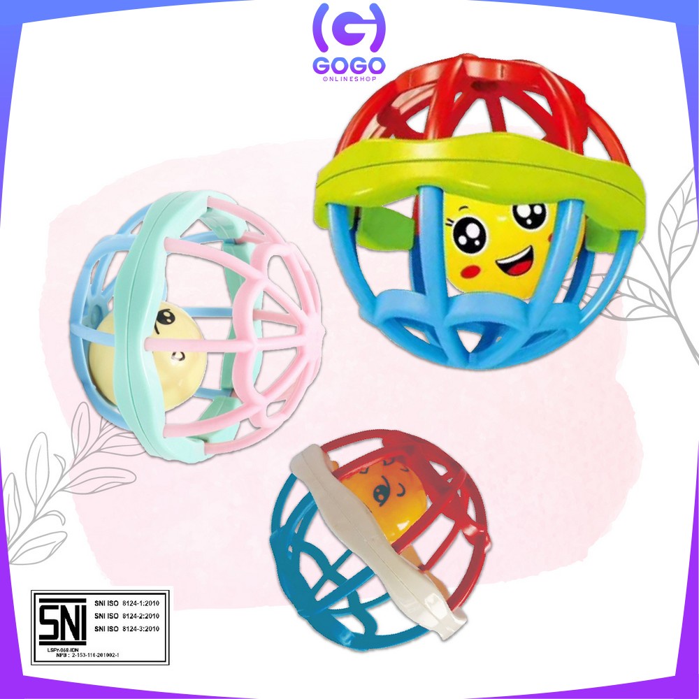 GOGO-M10 Mainan Bayi Bola Kerincingan Bahan Karet Lembut Teether Rattle Bayi | Baby Toys