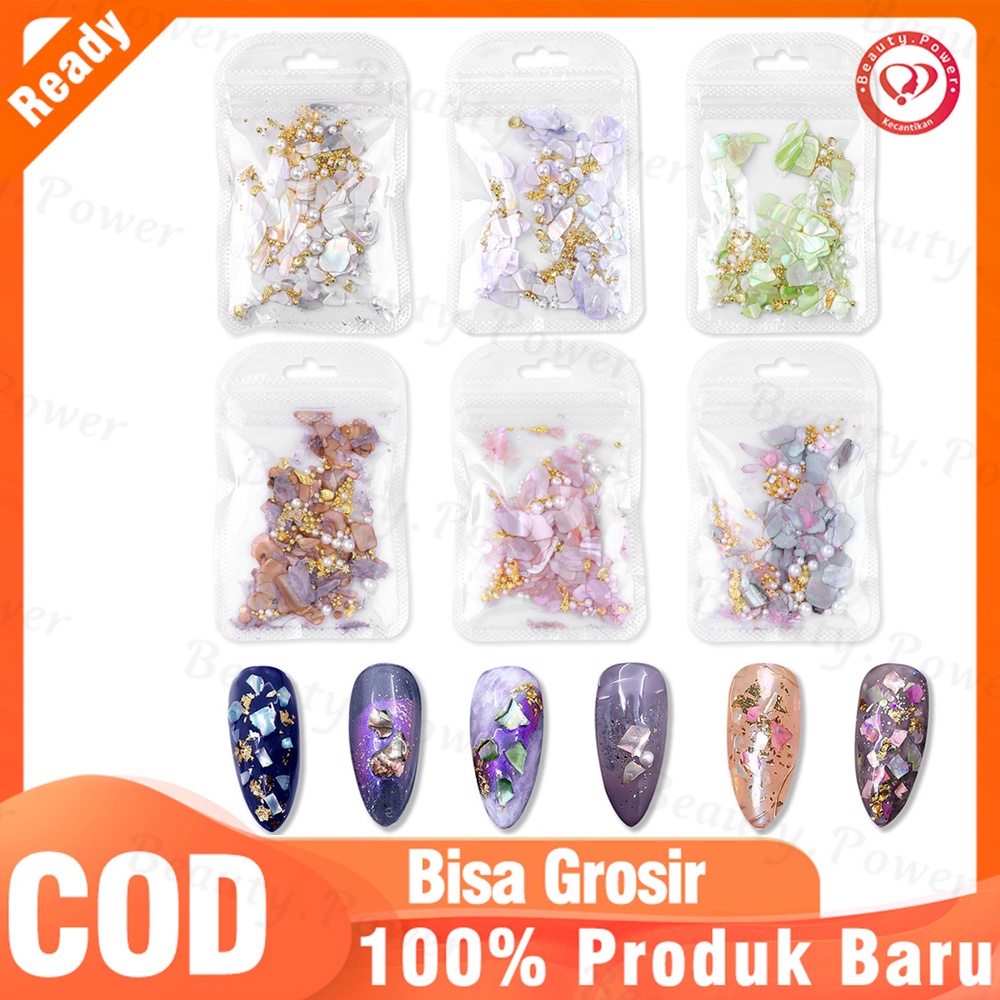 Hiasan Kuku 3D Bentuk Bintang Kerang Asimetris Bahan Metal Untuk Nail Art/Manicure DIY