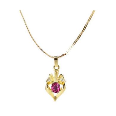 1901 Hijab Kalung Pink Sapphire Swarovski Lapis Emas