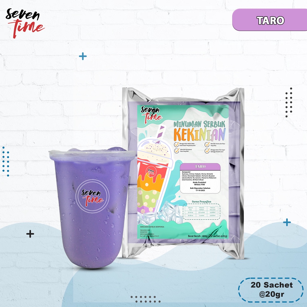 

Minuman Serbuk Kekinian Seventime Taro 400 gr @20 Sachet