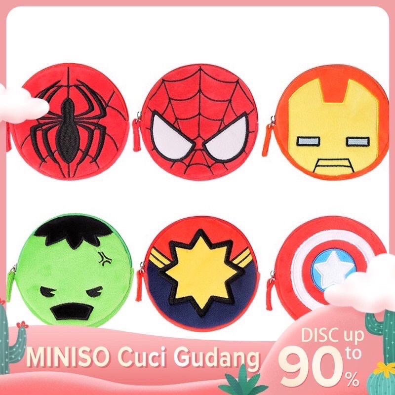 MINISO MARVEL Coin Purse dompet wallet kecil Spiderman Iron Man Hulk Captain America Thor