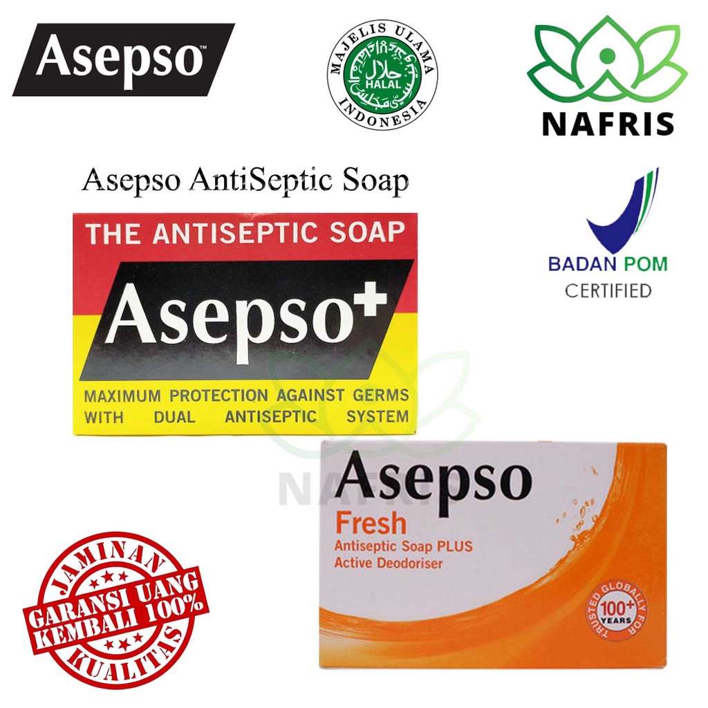 ♥️Nafris♥️Asepso Sabun 80gr |Asepso Fresh 80gr|Asepso Sulphur 80gr|Moisture 80gr (ANTISEPTIC SOAP)|Sabun Batang|Anti Bakterial|Asepso+