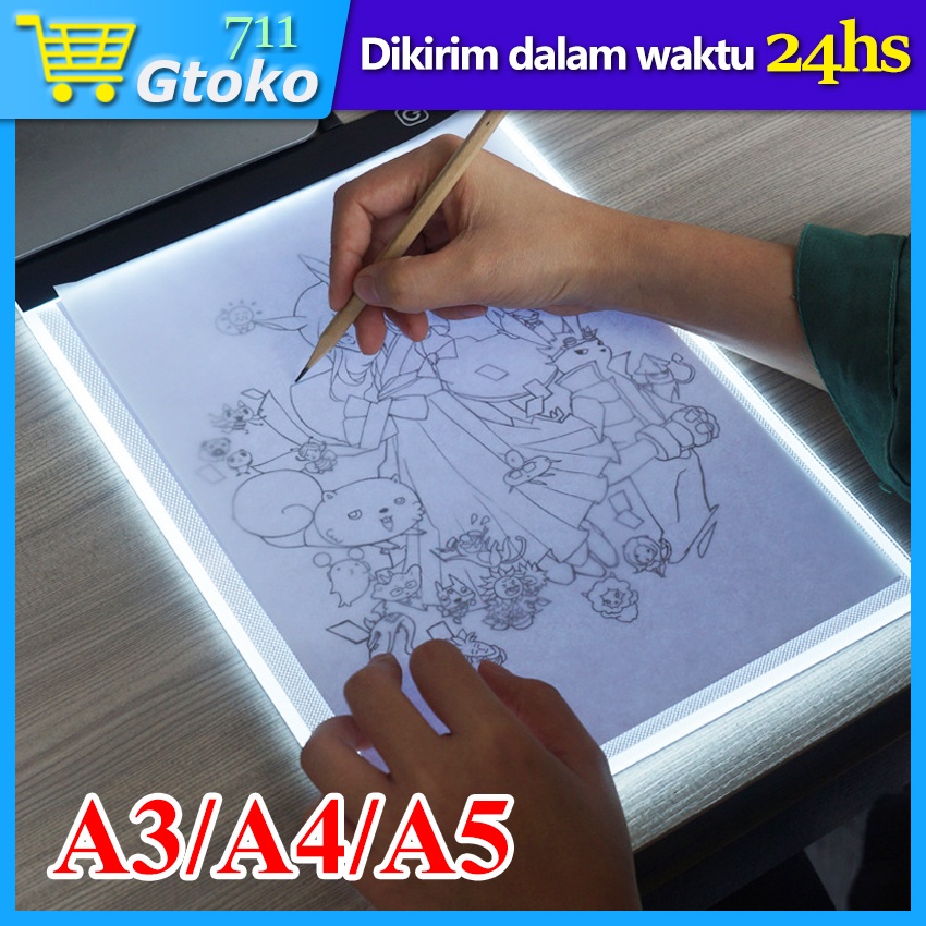 

LED Drawing Tracing Stensil Board Jiplak Gambar Copy Papan LED Light Pad Ukuran A3 / A4 / A5