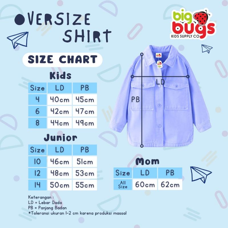 Ready ‼️ Kemeja Oversized Dewasa &amp; Anak by Bigbugs