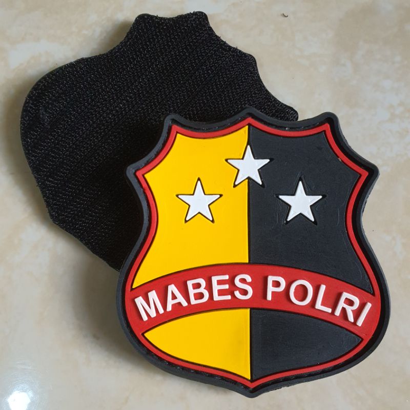 patch rubber logo mabes polri / polisi / police / tempelan emblem karet velcro