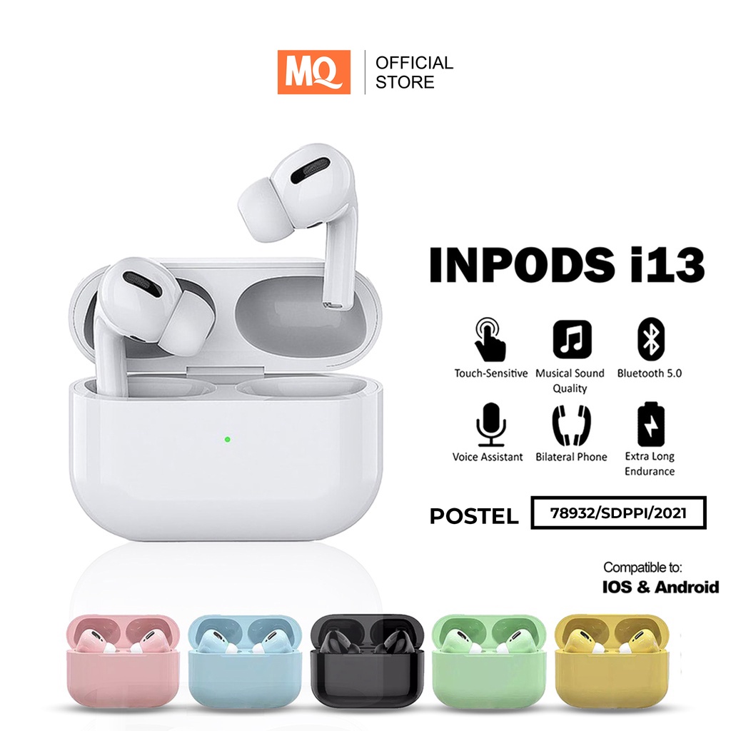 [ COD ] TWS inpods 13 Pro Headset Bluetooth Macaron Handsfree Earphone Earbuds Headphone IZIN POSTEL TRUE Wireless STEREO Bluetooth Android HiFi MB 555