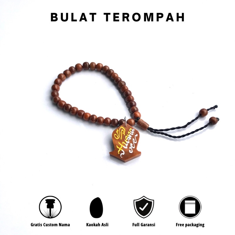 Gelang Koka Terompah Custom Nama Motif Bulat isi 33 Kaokah Kokka Kaukah Kaoka Asli