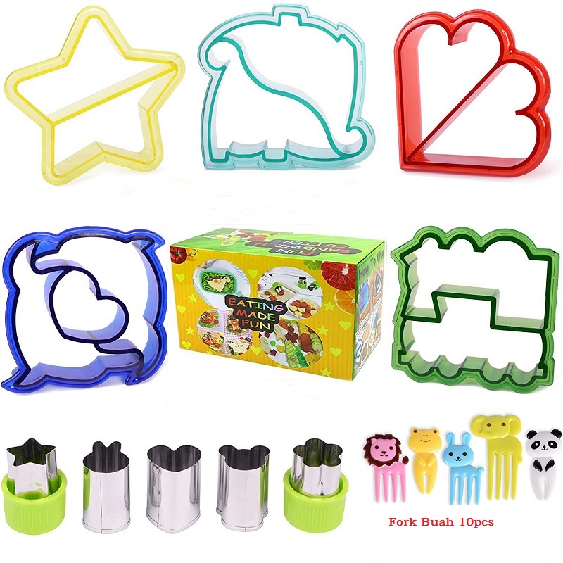 Mi.more Cetakan Sandwich 20Pcs/Set Cetakan Pemotong Sayuran Sandwich Cutters Mould Food Toast Bread Baking Mold Fruit Cutter Fruit Forks Cookie Cutters Kitchen Accessories