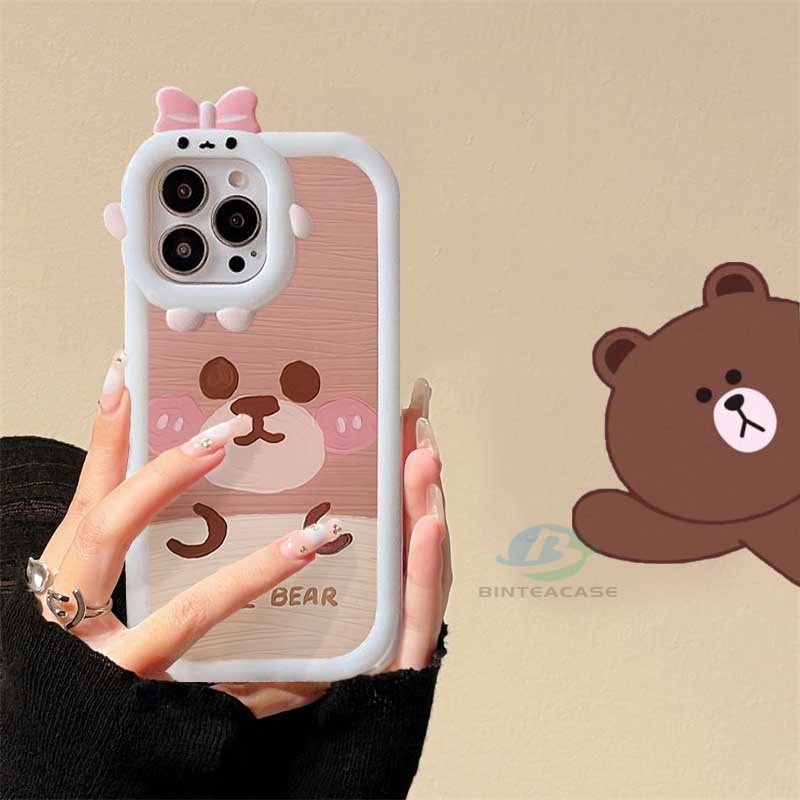 Case Desain Beruang Coklat Untuk IPhone 14 Pro Max 13 Pro Max 11 12 Xr XS 6 6S 7 8 Plus