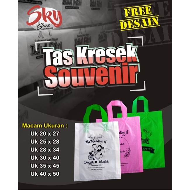Tas kresek souvenir custom / Sablon kresek / Sablon custom / Sablon Plastik / Sablon Olshop / Sablon