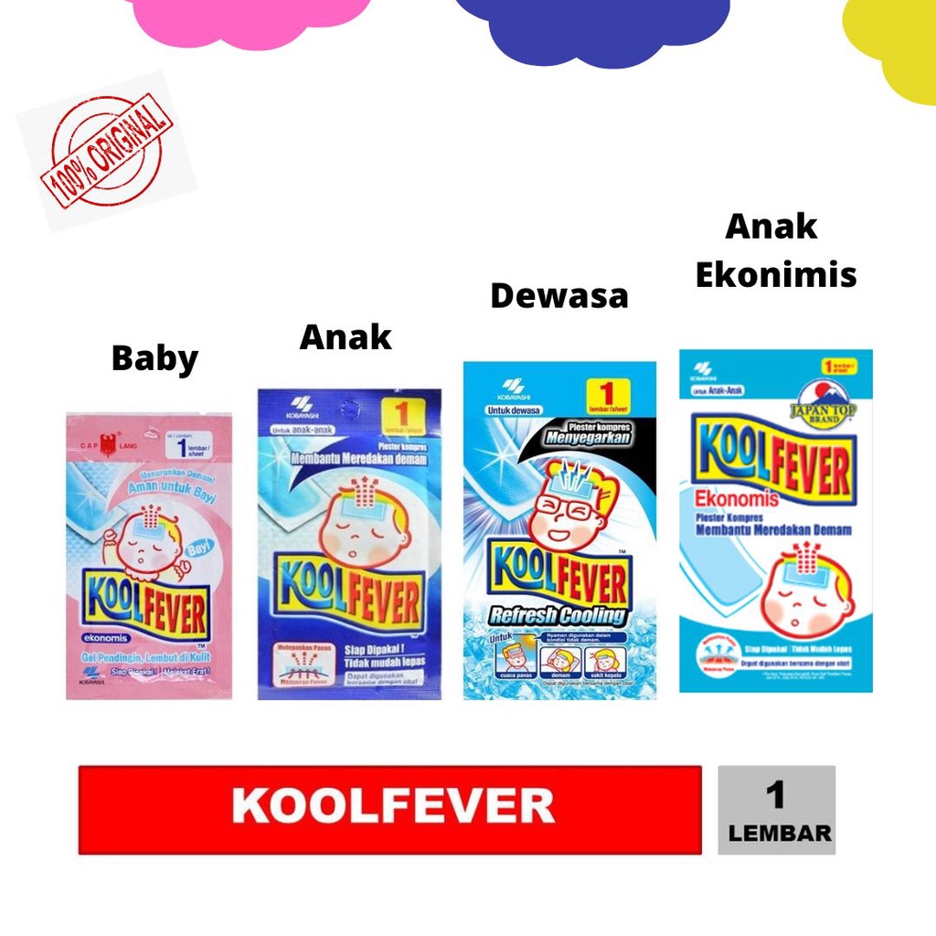 KOOLFEVER Kool fever Kompres Penurun Demam Cooling Patch Bayi Anak Dewasa / PUREKIDS Pure Kids Fever Free 1 Patch (1 Lembar) / 1 Box (4 Lembar)  - Plester Penurun Panas
