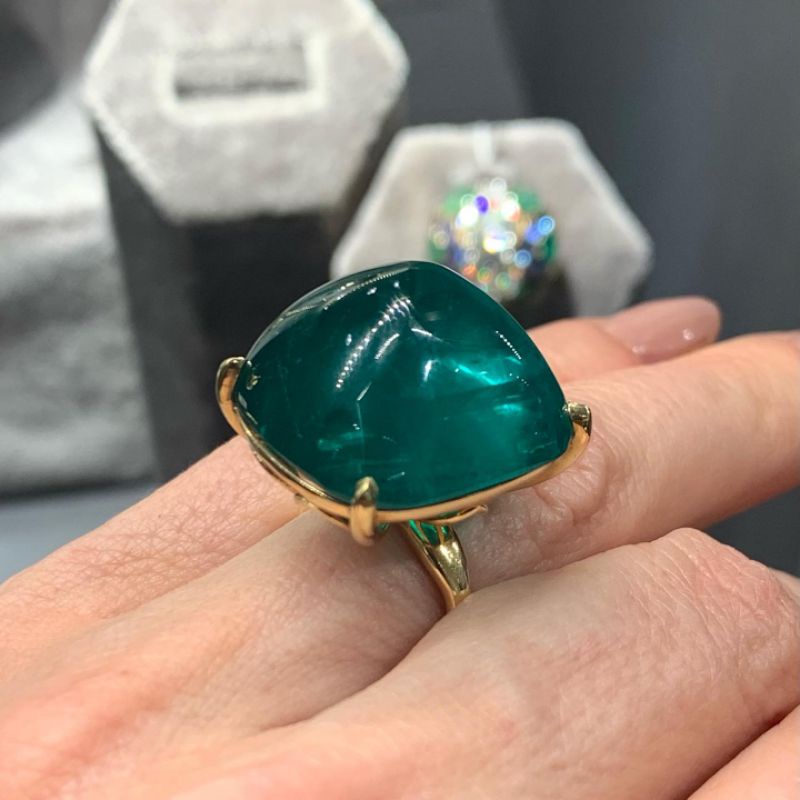 natural [EMERALD BERYL COLOMBIA MINOR OIL 25.75CT WITH RING GOLD 18K] zamrud colombia emban cincin w