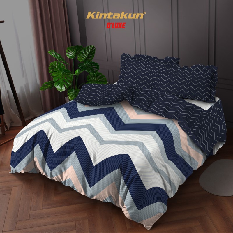 Kintakun Bedcover Set Rumbai 160 / 180 Marma Aesthetic Dluxe Microtex Biru