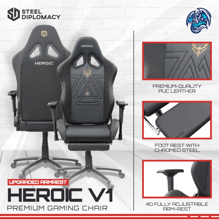 SteelDiplomacy Heroic V1 Upgraded ArmRest Gaming Chair