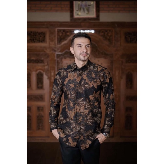 kemeja batik pria lengan panjang slimfit katun full furing