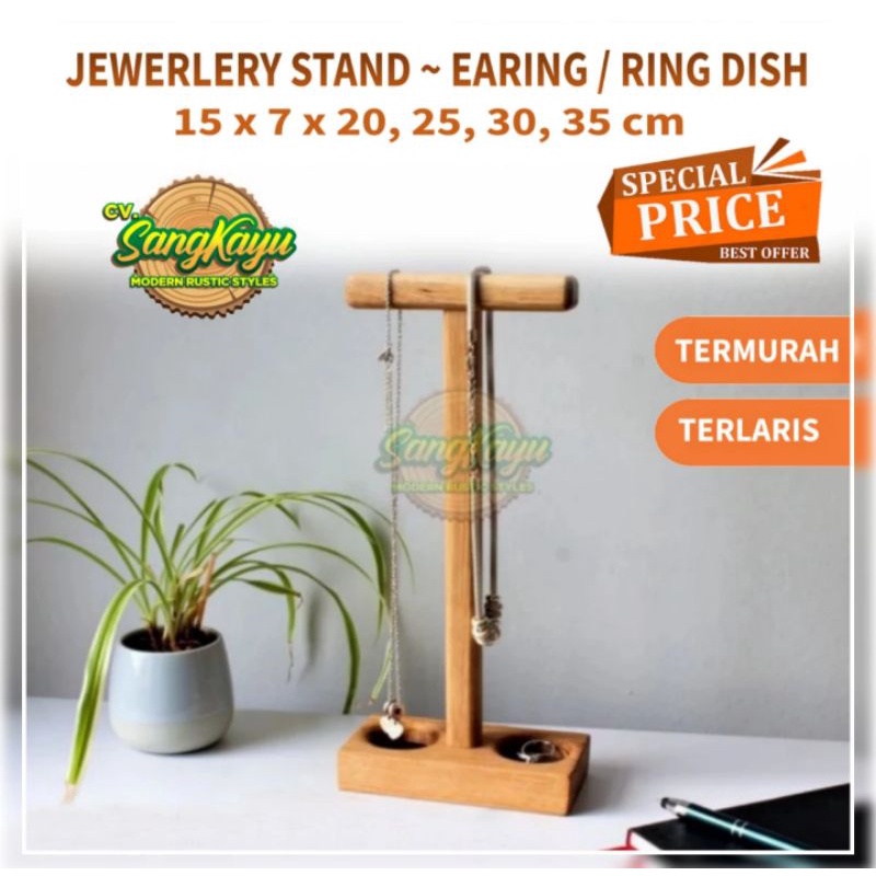 Display Kalung kayu Wood necklace display Tempat cincin kalung kayu