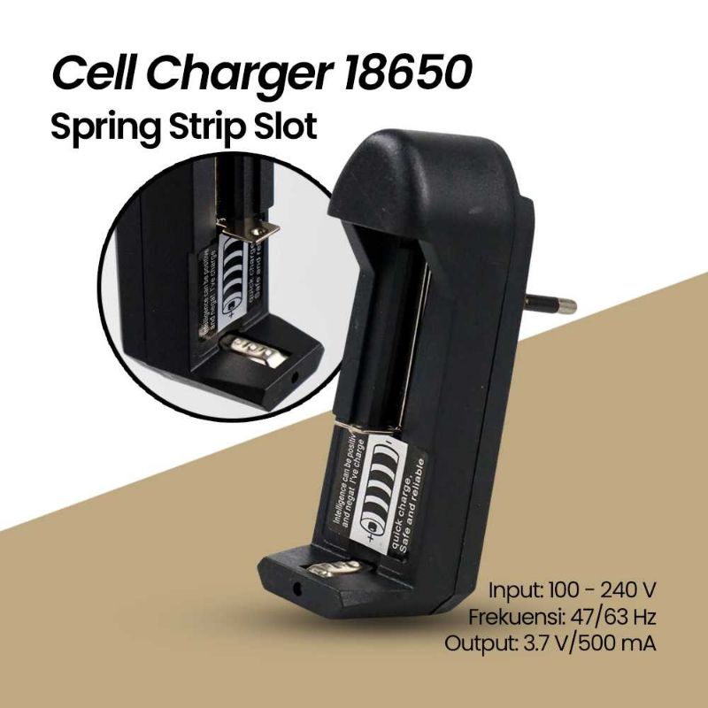 Cell Charger 18650 (Spring Strip Slot) - TG-001